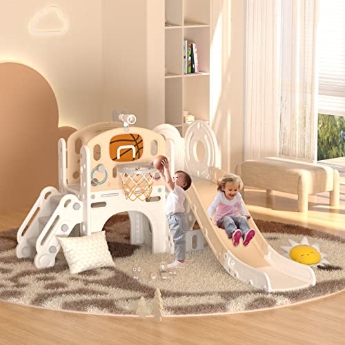8 in 1 Toddler Slide Set with Basketball Hoop and Ball D350978