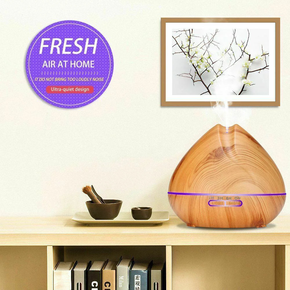 550ml Wood Grain Ultrasonic Cool Mist Aroma Essential Oil Diffuser N4115