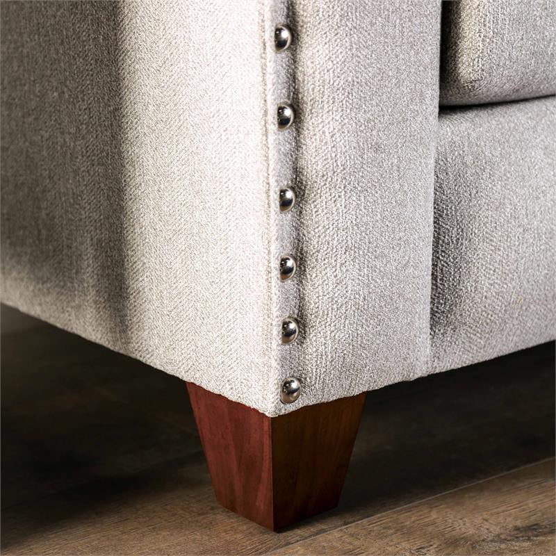 Light Gray Fabric Nailhead Sofa U641697