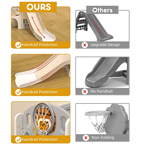 8 in 1 Toddler Slide Set with Basketball Hoop and Ball D350978