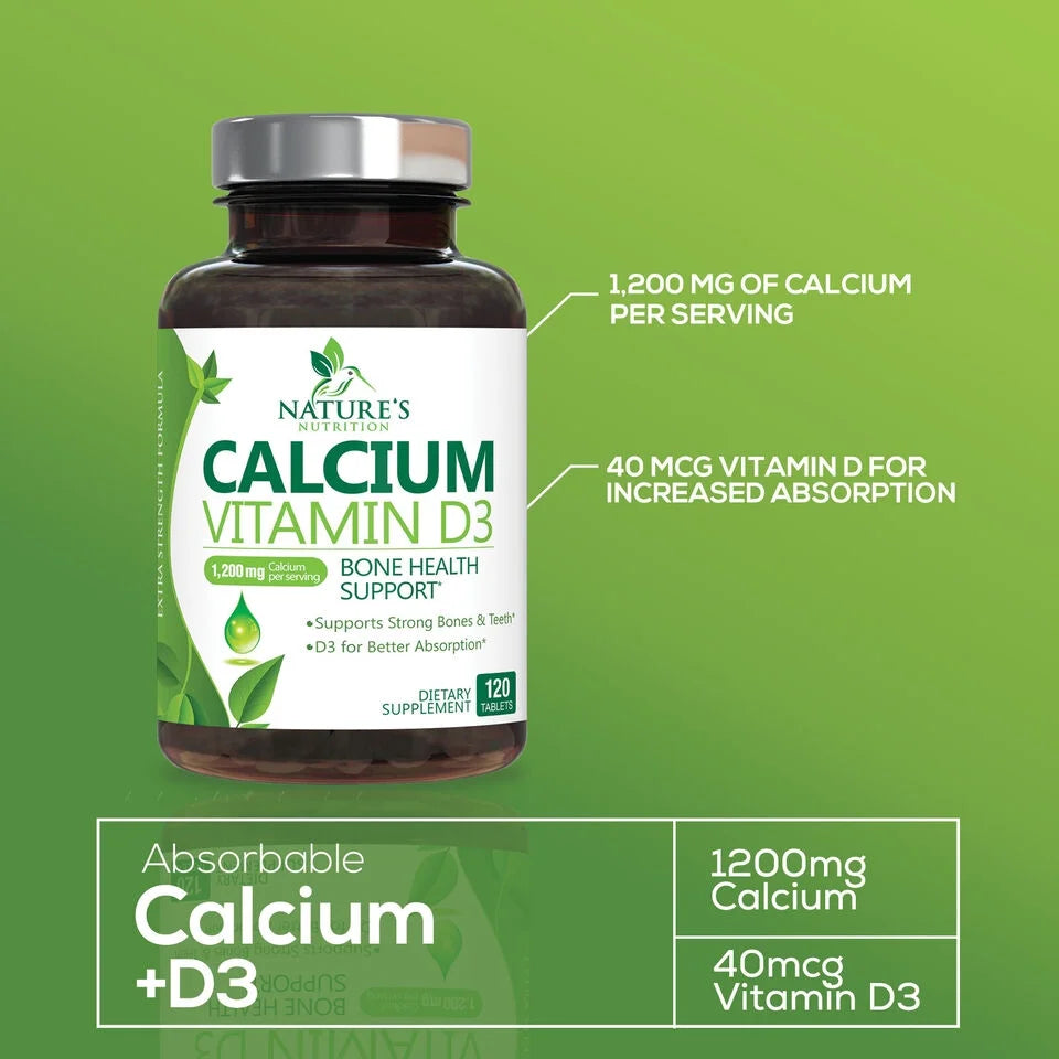 1200mg Calcium with Vitamin D3 Supplement 120 Capsules S291