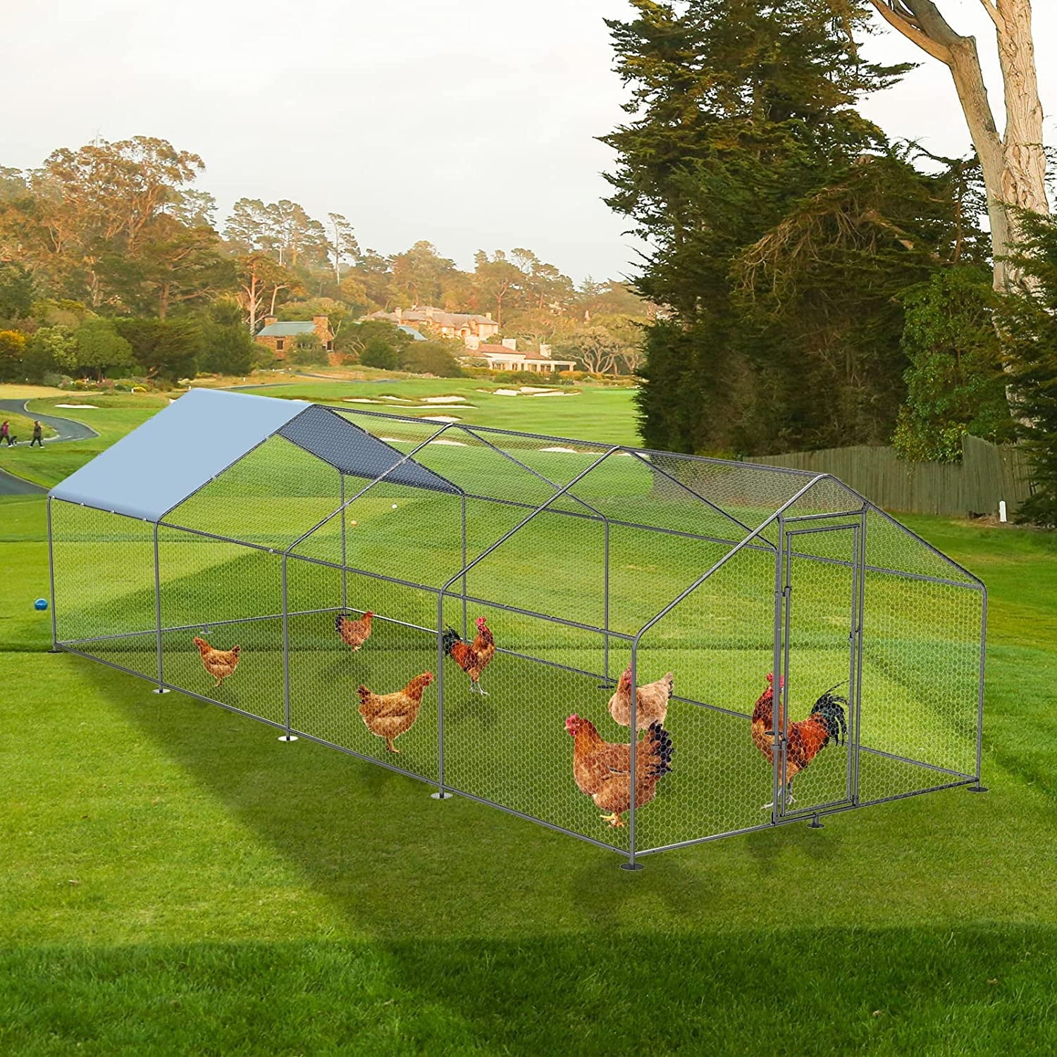 Large Metal Chicken Coop with Waterproof Anti-Ultraviolet Cover B570399