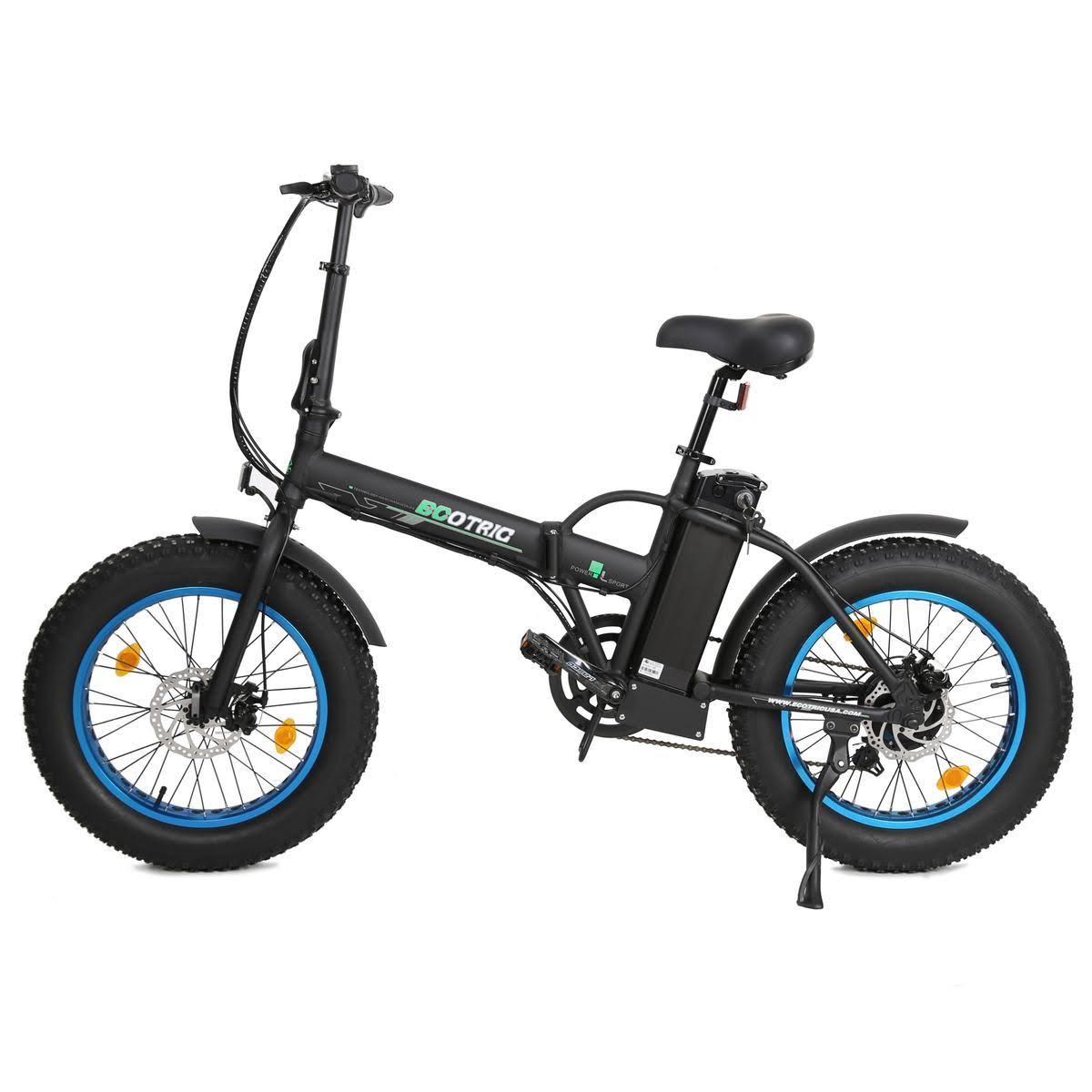500W Folding Fat Tire Electric Bike Black/Blue Q360735