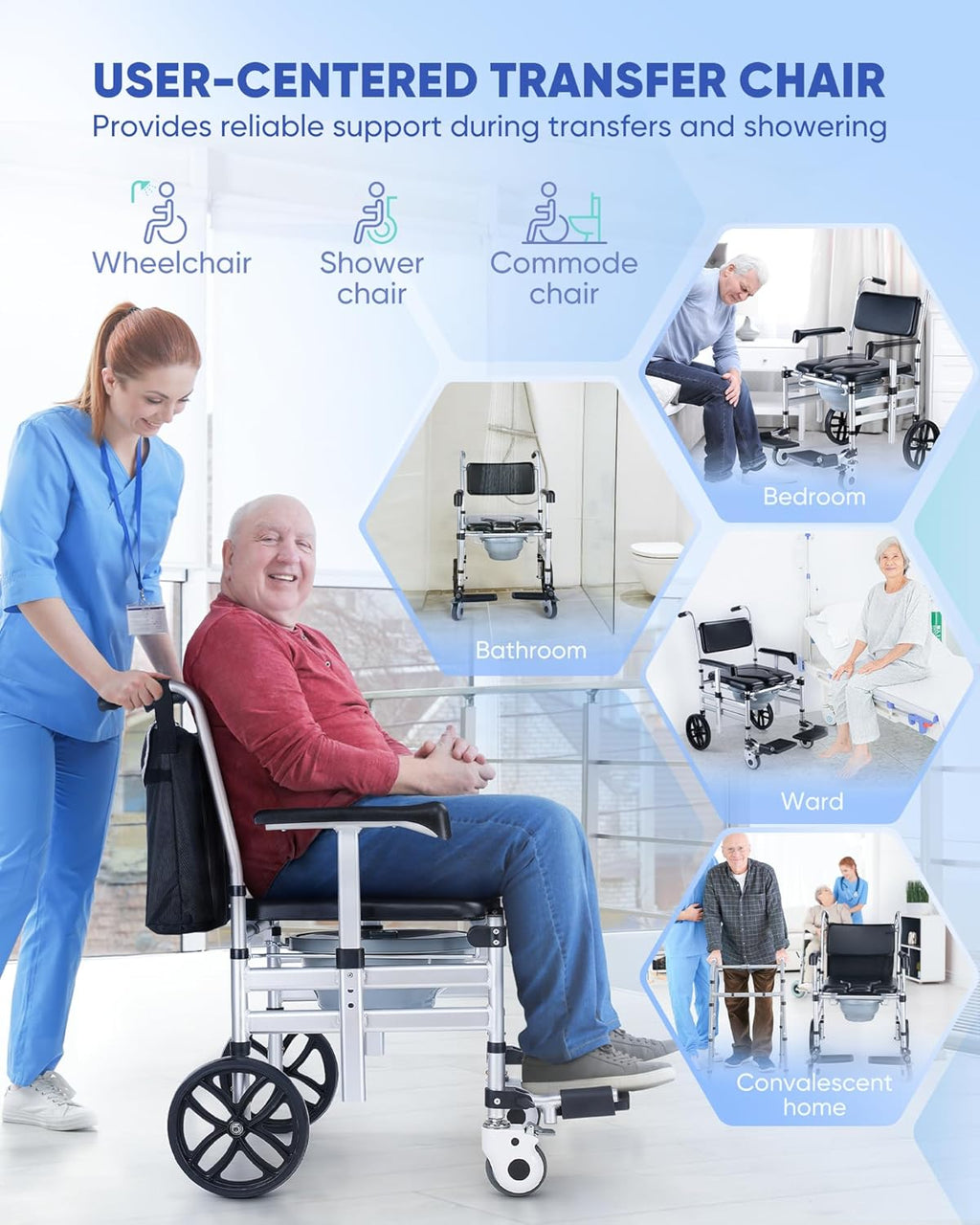 Foldable Aluminum Shower Chair with Wheels L2881
