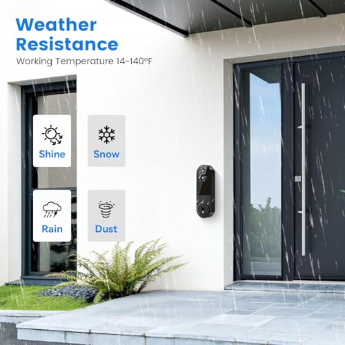 Black 1080P Wireless Video Doorbell Camera with Night Vision E3168