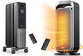 1500W Oil Filled Radiator and 15 Inch Portable Heaters Bundle with Remote Control C914