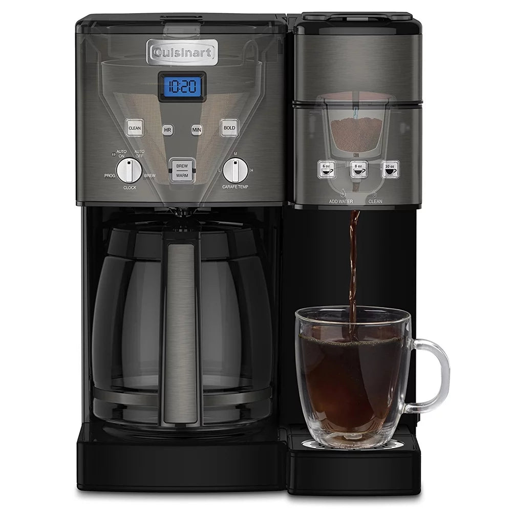 12-Cup Coffee Maker and Single-Serve Brewer, Black Stainless N42582