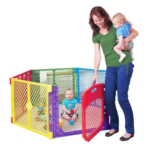 6 Panel Free Standing Play Yard, 26" Tall, Aqua A29609