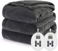 King Slate Grey Electric Heated Blanket with Dual Zone M4541