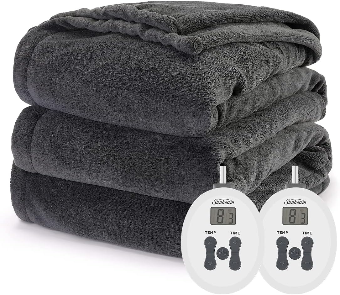 King Slate Grey Electric Heated Blanket with Dual Zone M4541