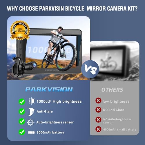 Bicycle Rear View Camera with 4.3'' HD 1080P Monitor and 8000mah Battery T427357