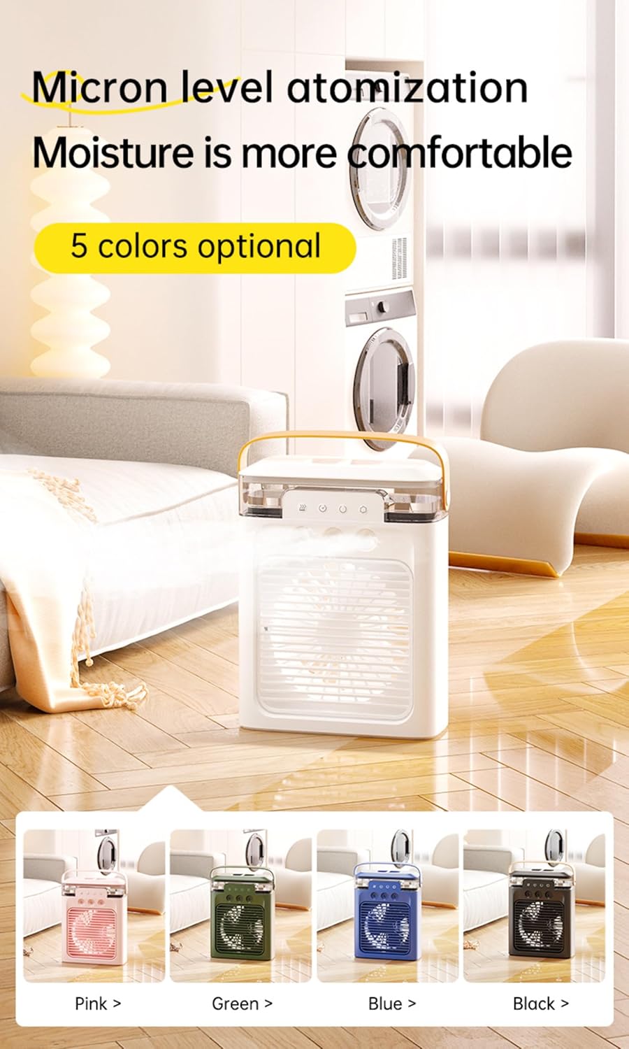 Mini Air Cooler Portable Air Conditioner Evaporative Air Cooler Cordless Desktop Cooling Fan B890455