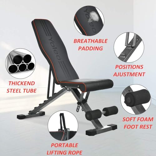Adjustable Weight Bench, Foldable Folding Bench 330 lbs Capacity, Decline Incline Flat G365483