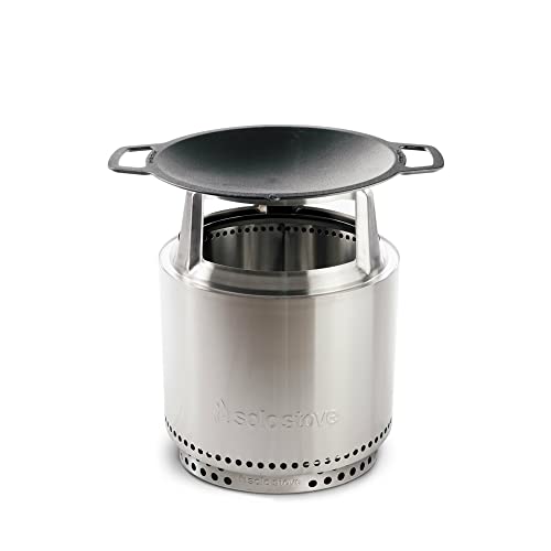 Portable Smokeless Fire Pit with Stand, Woktop & Hub, Stainless Steel/Cast Iron, 22in x 14.25in T675899