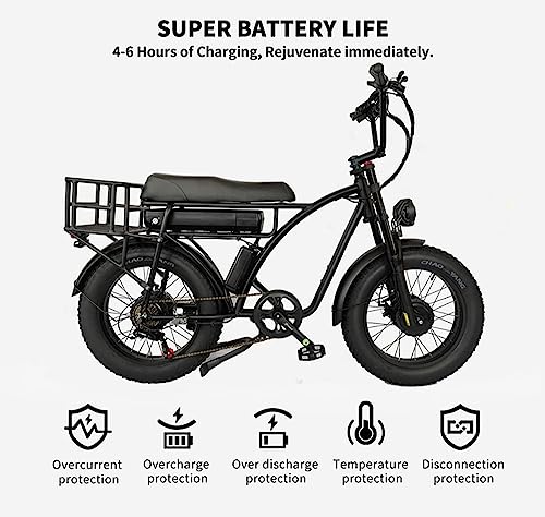Electric Retro Cargo Bicycle 2000W Dual Motor 48V 18Ah 20" Fat Tire 7 Speed Ebike L858424
