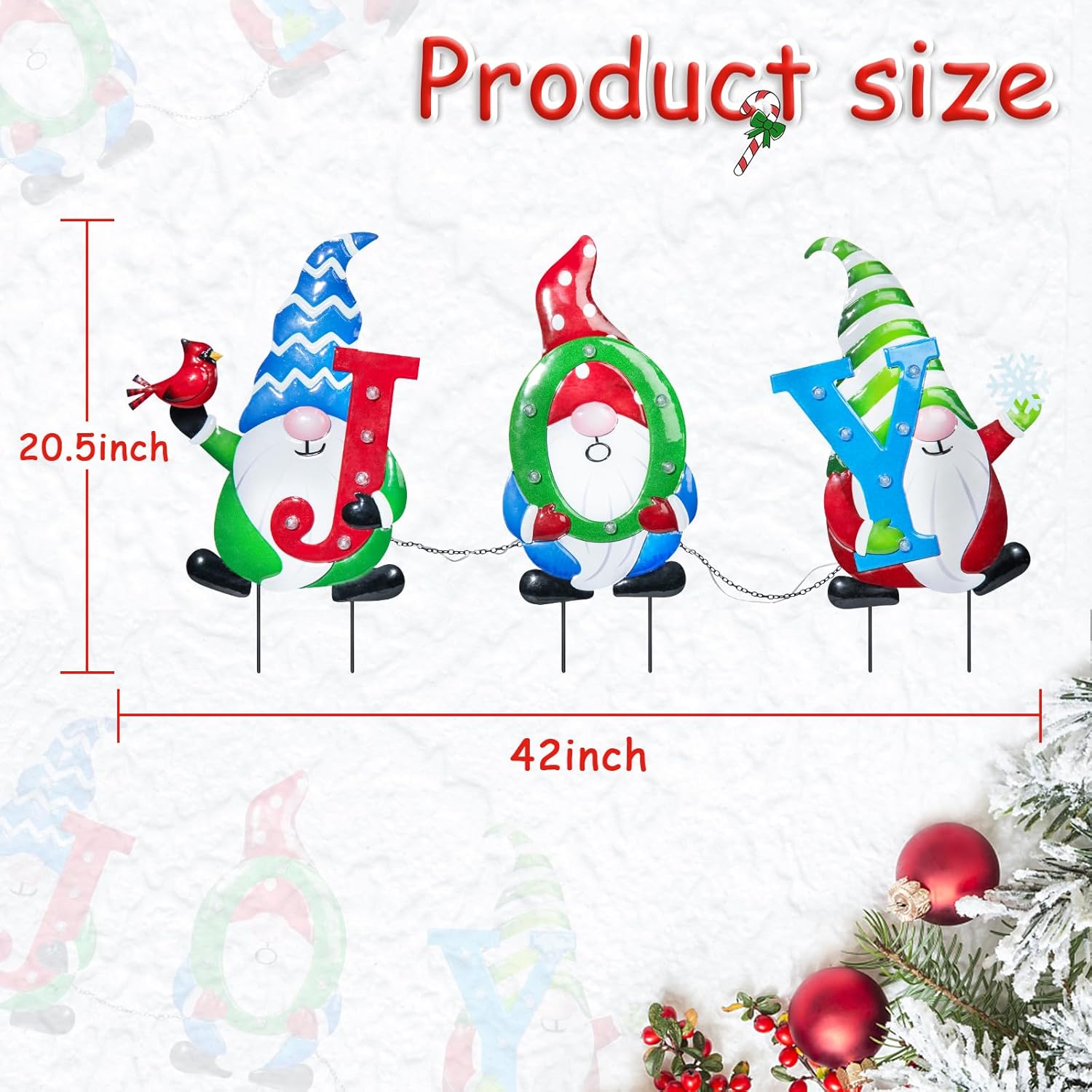 3 PCS Metal Christmas Yard Stakes with Led Light W7594
