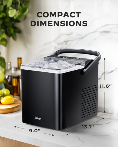 Black Self-Cleaning Ice Machine, 26Lbs/24H, 2 Sizes of Bullet Ice D691660