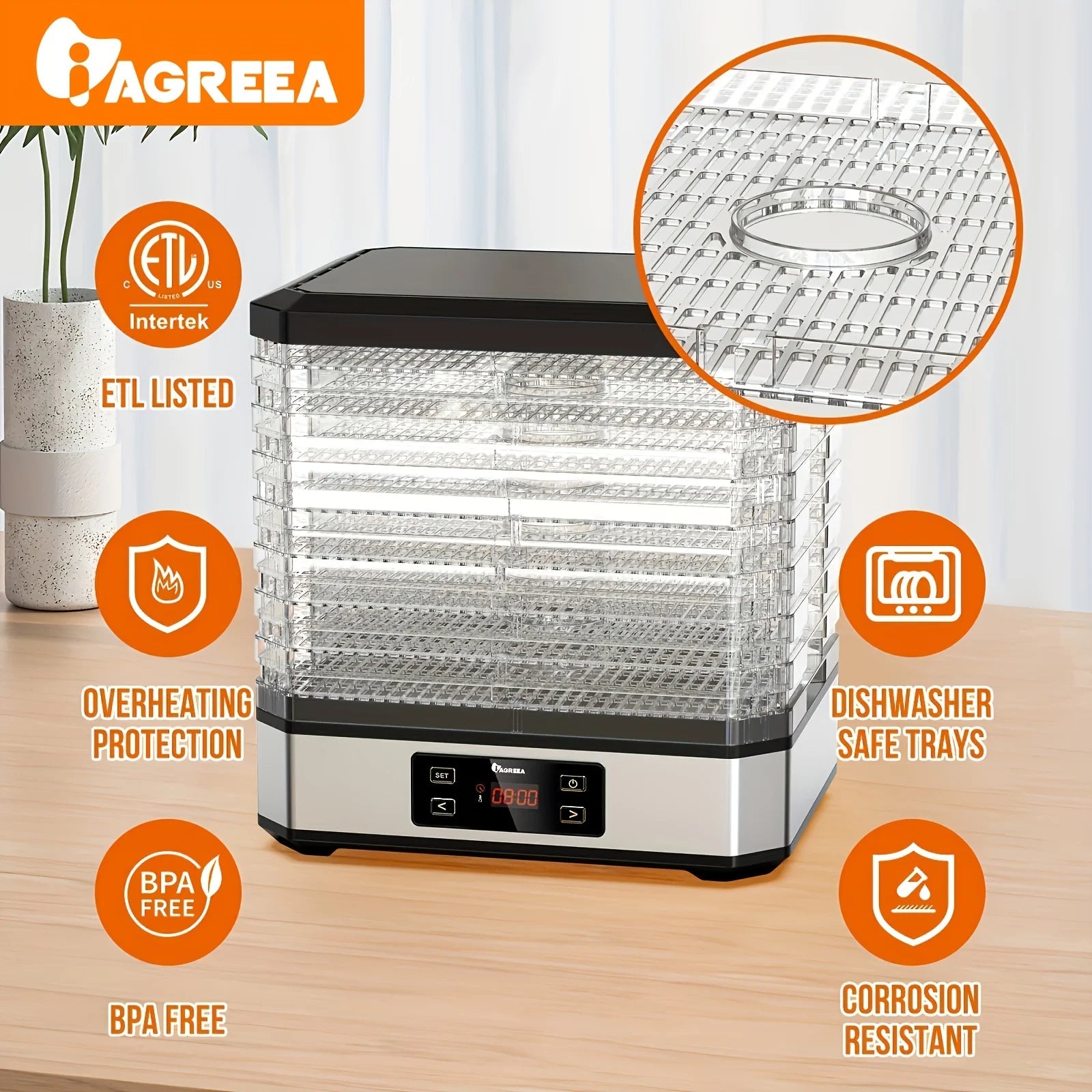 8 Trays Digital Food Dehydrator H583793