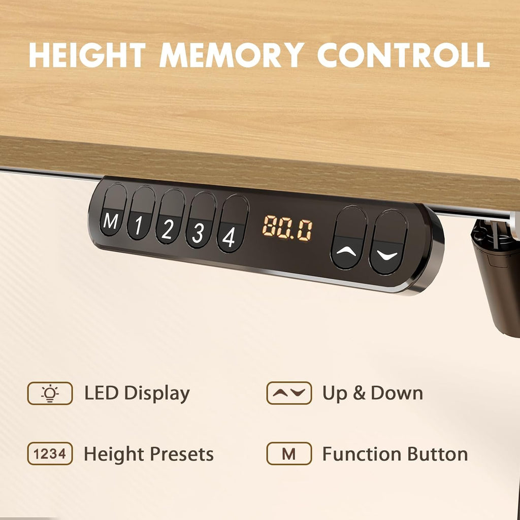Electric Standing Desk 48 x 24 Inch Adjustable Height Desk with 4 Memory Presets (Maple) K2097