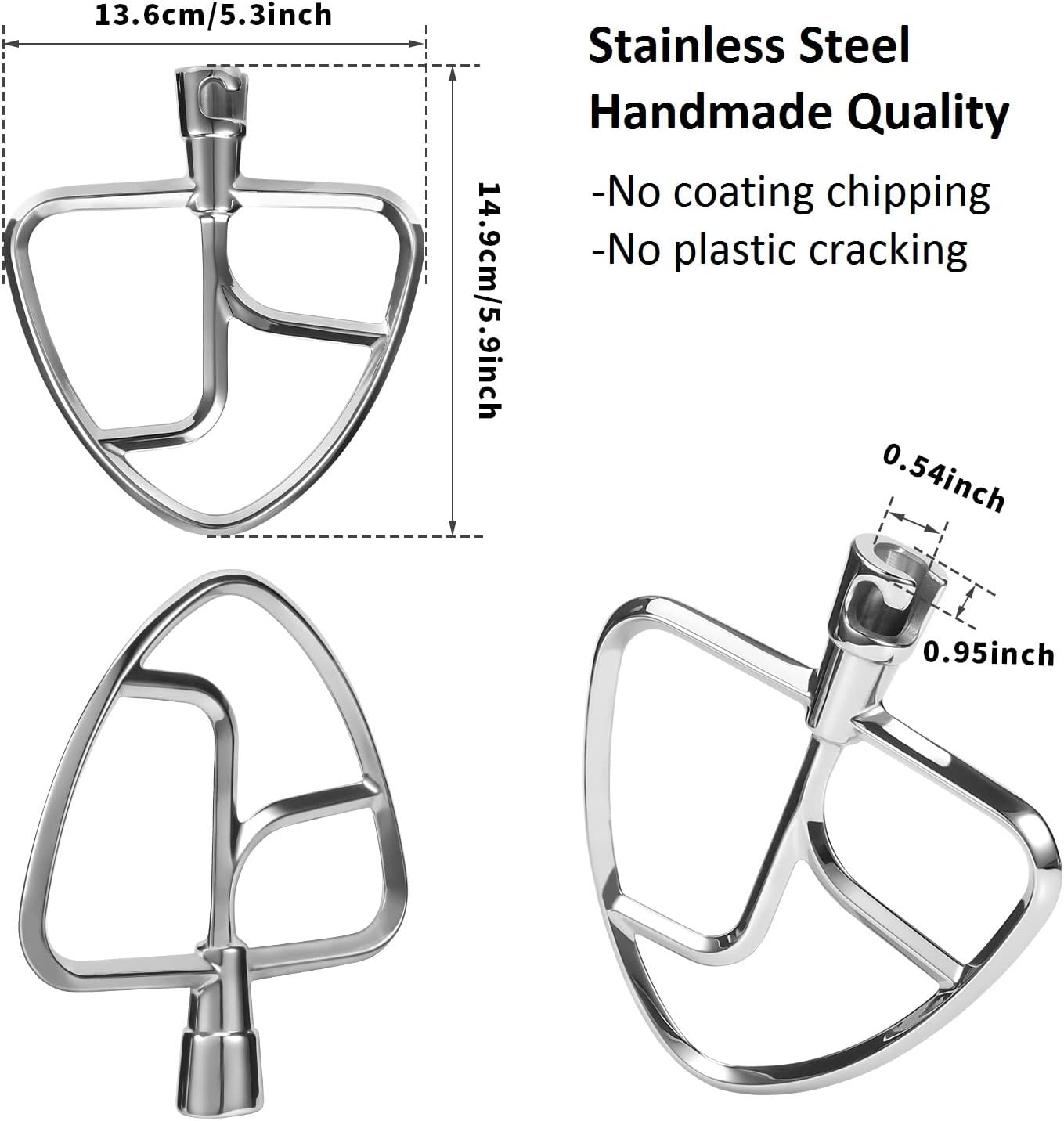 Stainless Steel Flat Beater for KitchenAid Tilt-head & 4.5-5 Qt Mixers N57831