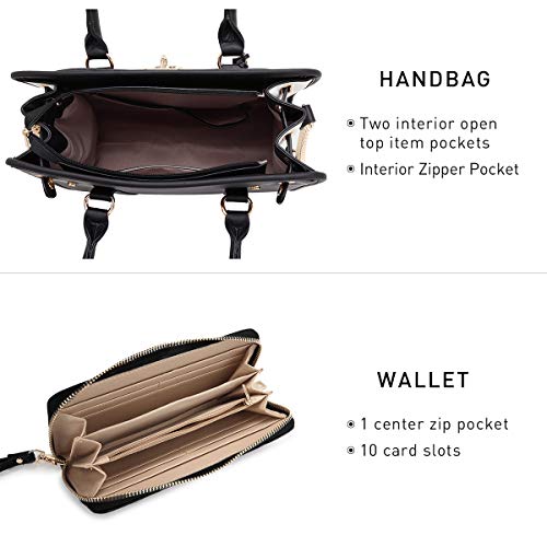 Top Handle Satchel Tote Shoulder Hobo Bag with Wallet Set 2pcs E607