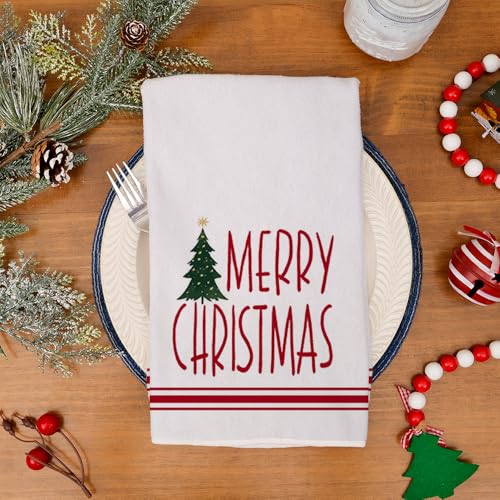 Red Xmas Tree Kitchen Towels Set of 2 H5259