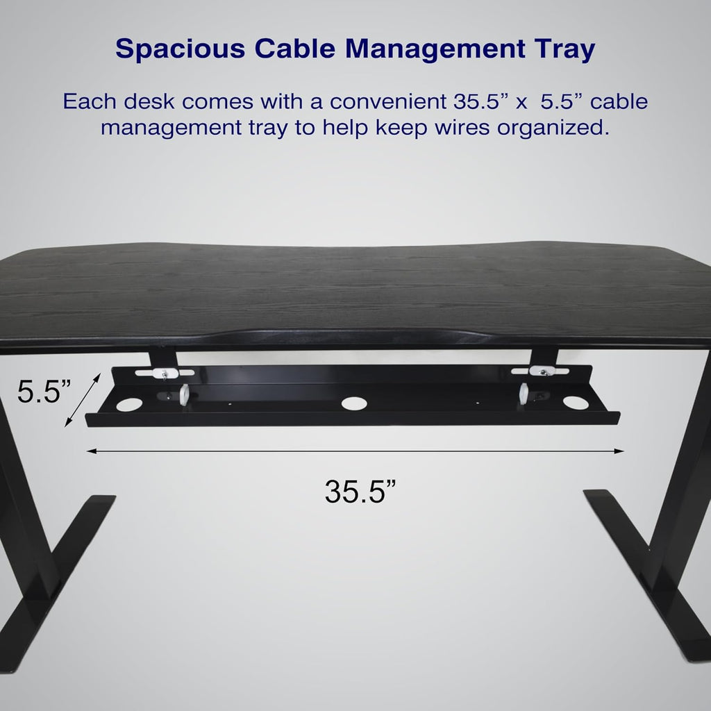 71" x 33" Electric Height Adjustable Desk with Curved Teak Top and Black Frame R880