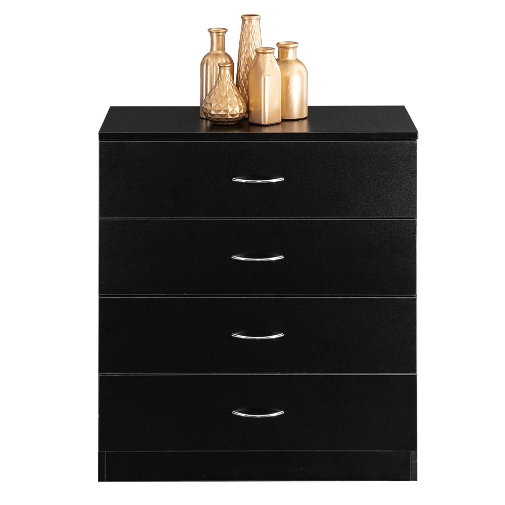 Black 4-Drawer MDF Wood Dresser B42038