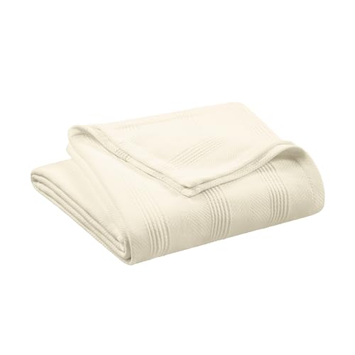 100% Cotton Twin Size Blanket (90 x 66 Inch, White) L1144