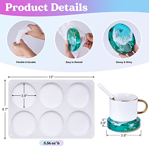 Large 6 Cavity Round Silicone Coaster Molds C25623