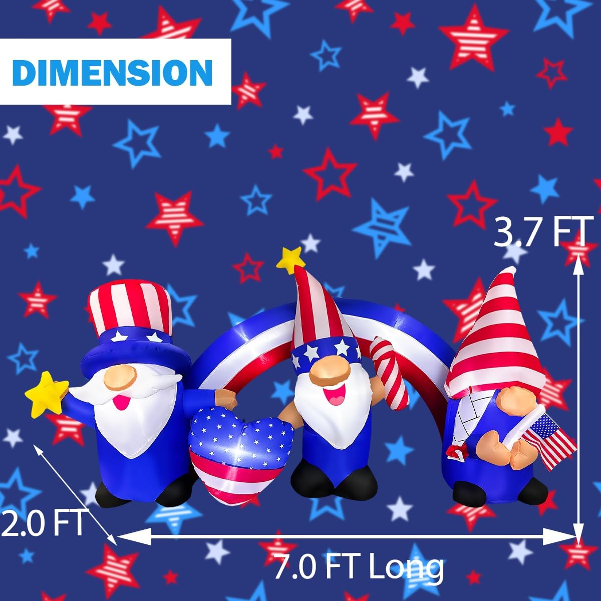 7 FT Inflatable 3 Gnomes with Archway Decorations Z646