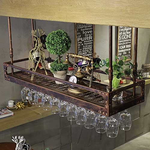 Bronze Metal Wall-Mounted Wine Glass Rack, 80x35cm B72469