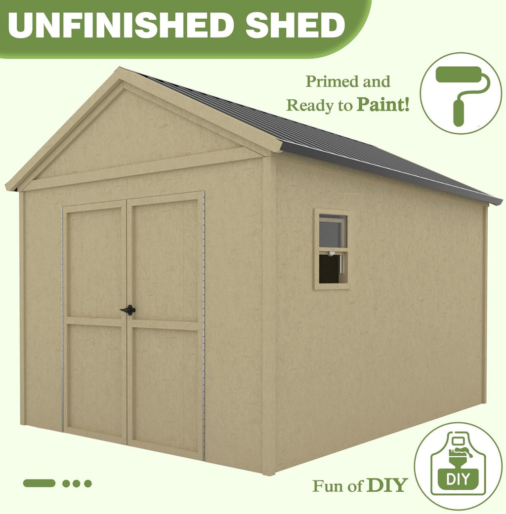 12 ft x 9 ft Outdoor Wood Shed with Metal Roof Z9788