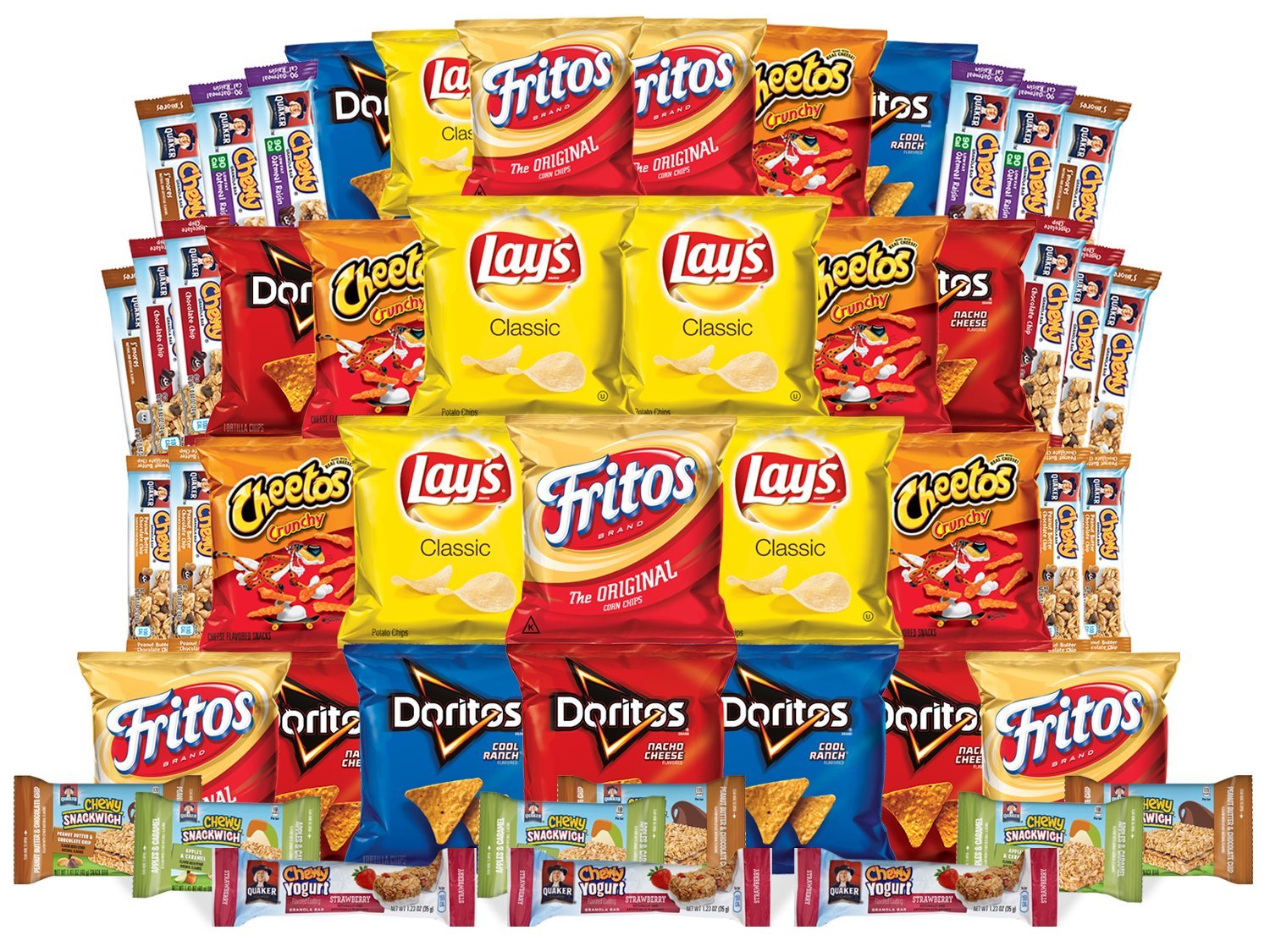 50 Count Variety Box of Chips, Snacks, and Chewy Bars V276
