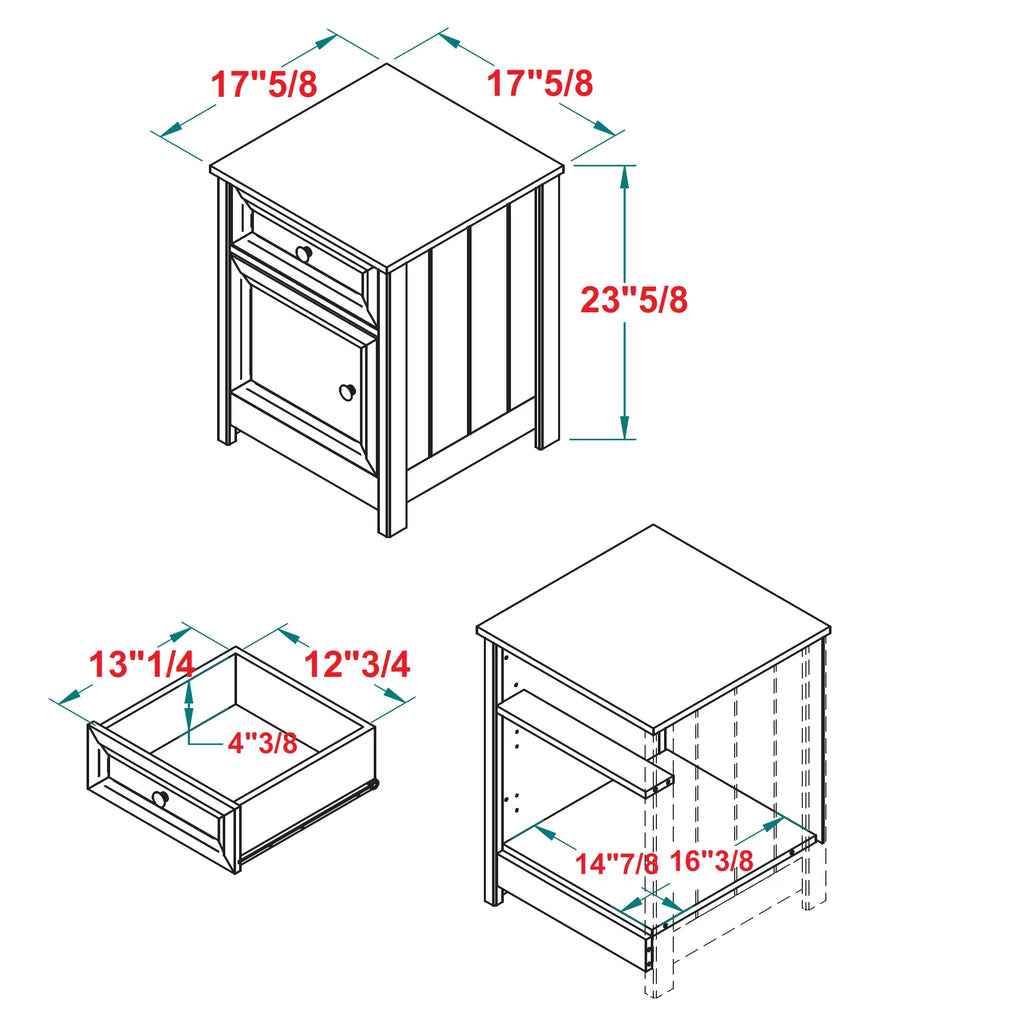 Dark Walnut 1 Door and Drawer Nightstand Z86963