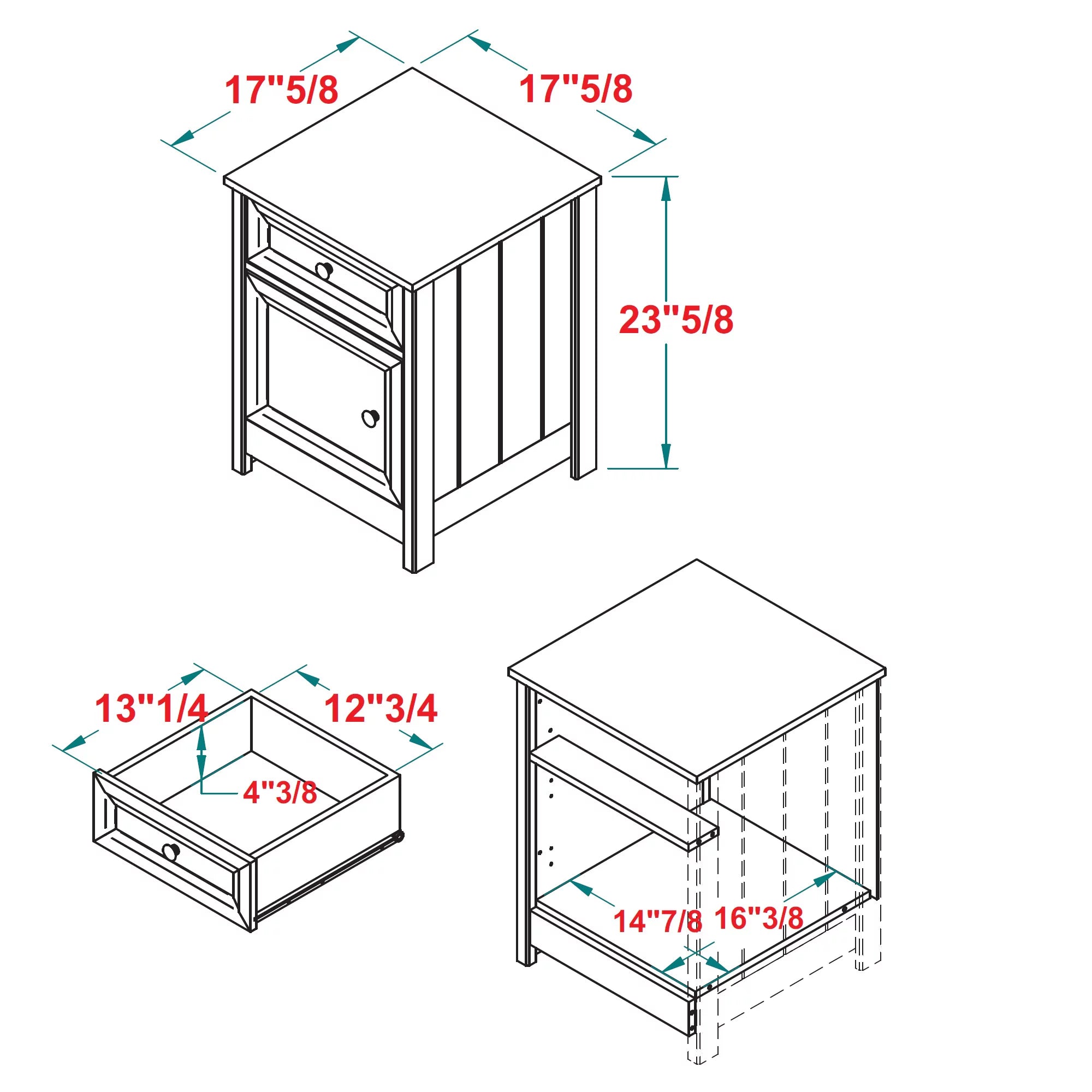 Dark Walnut 1 Door and Drawer Nightstand Z86963