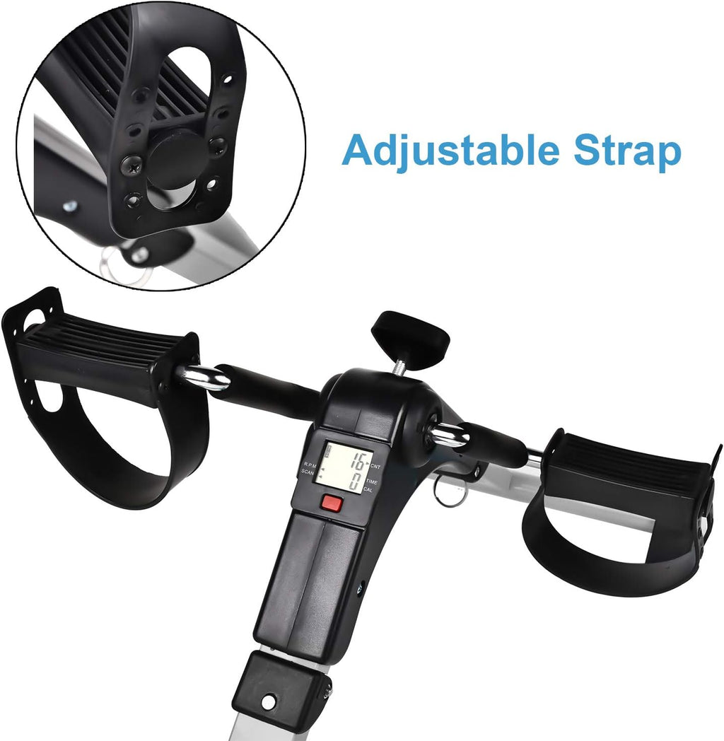 Silver Mini Exercise Bike Pedal Exerciser with LCD Monitor A192567