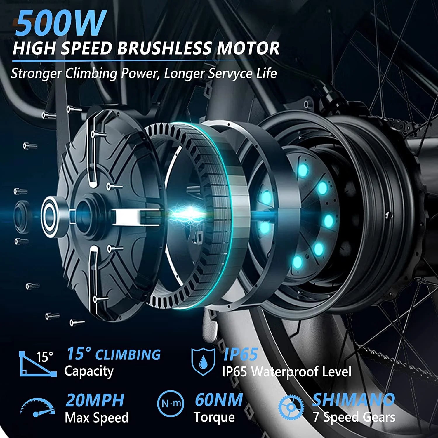 26" Fat Tire Electric Bike 500W 48V 13AH Removable Battery 20MPH O134
