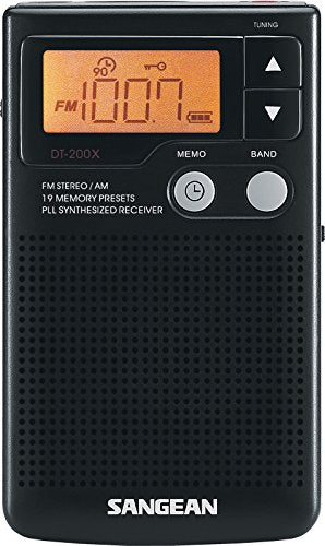 Black FM-Stereo AM Digital Tuning Pocket Radio J7044