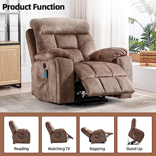 Camel Large Power Lift Recliner Chair with Massage and Heat B7749