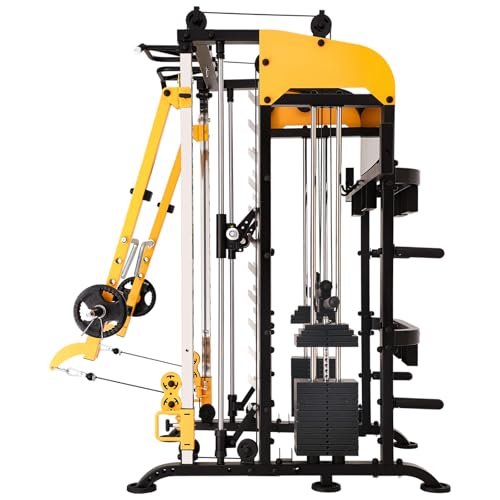 Smith Machine with Lever Arms Pulley Ratio 2:1 Squat Rack Pull Up Bar C56123