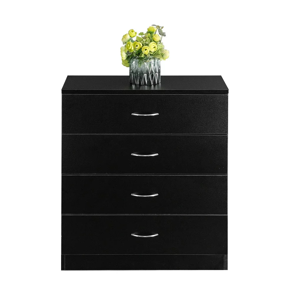 Black 4-Drawer MDF Wood Dresser B42038
