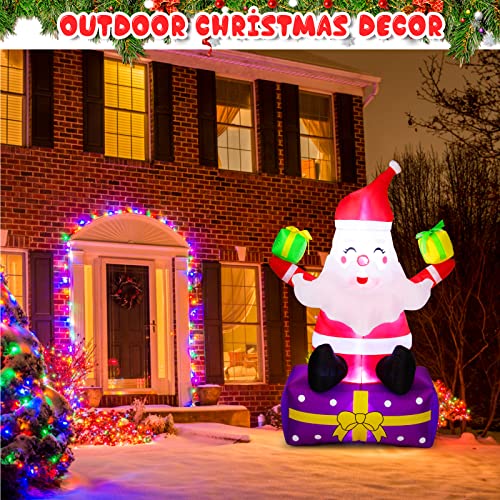 Inflatable Santa Claus with Gift Boxes LED Lights Yard Decor J288