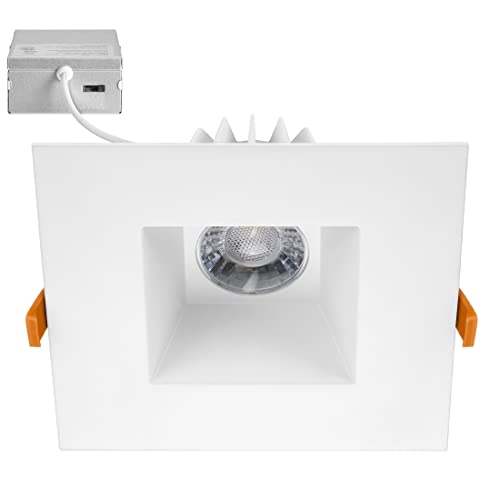 6" Ultra-Thin Recessed LED Downlight Canless IC Rated 1200 Lumens 5 Color Temperature Select Dimmable Square Black Trim 90 CRI A614