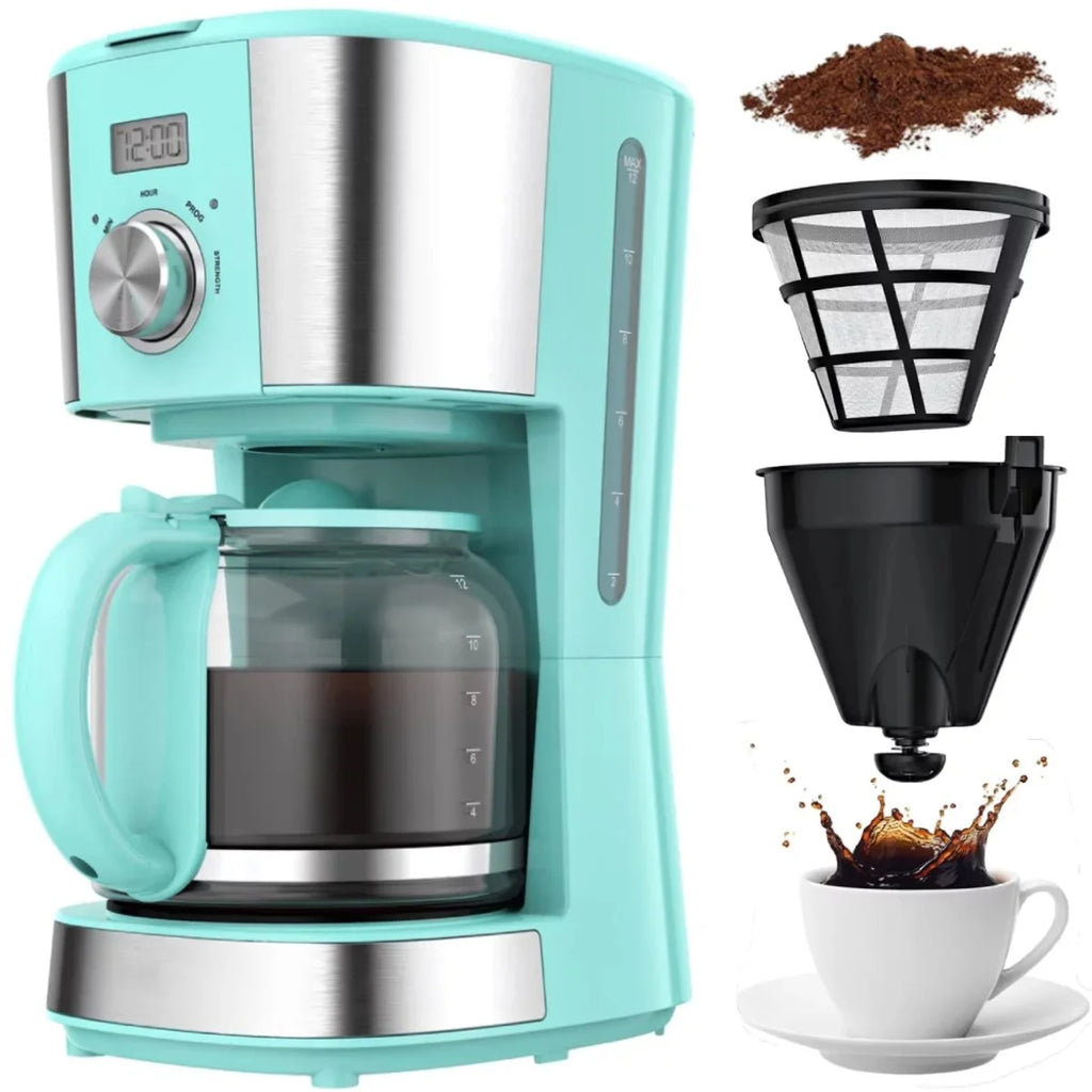 Blue 12-Cup Programmable Drip Coffee Maker N256081