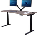 71" x 33" Electric Height Adjustable Desk with Curved Teak Top and Black Frame R880