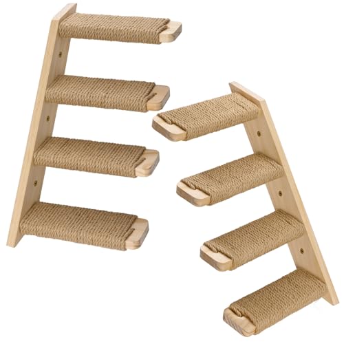 2 Pack 4 Steps Cat Wall Shelves with Sisal Rope V6871