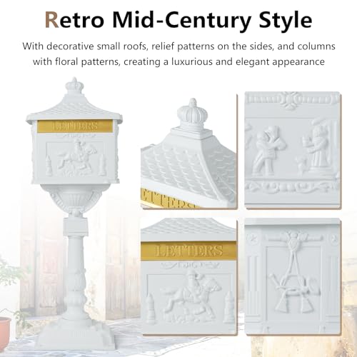 Black Cast Aluminum Locking Mailbox with Post M8298