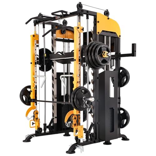 Smith Machine with Lever Arms Pulley Ratio 2:1 Squat Rack Pull Up Bar C56123