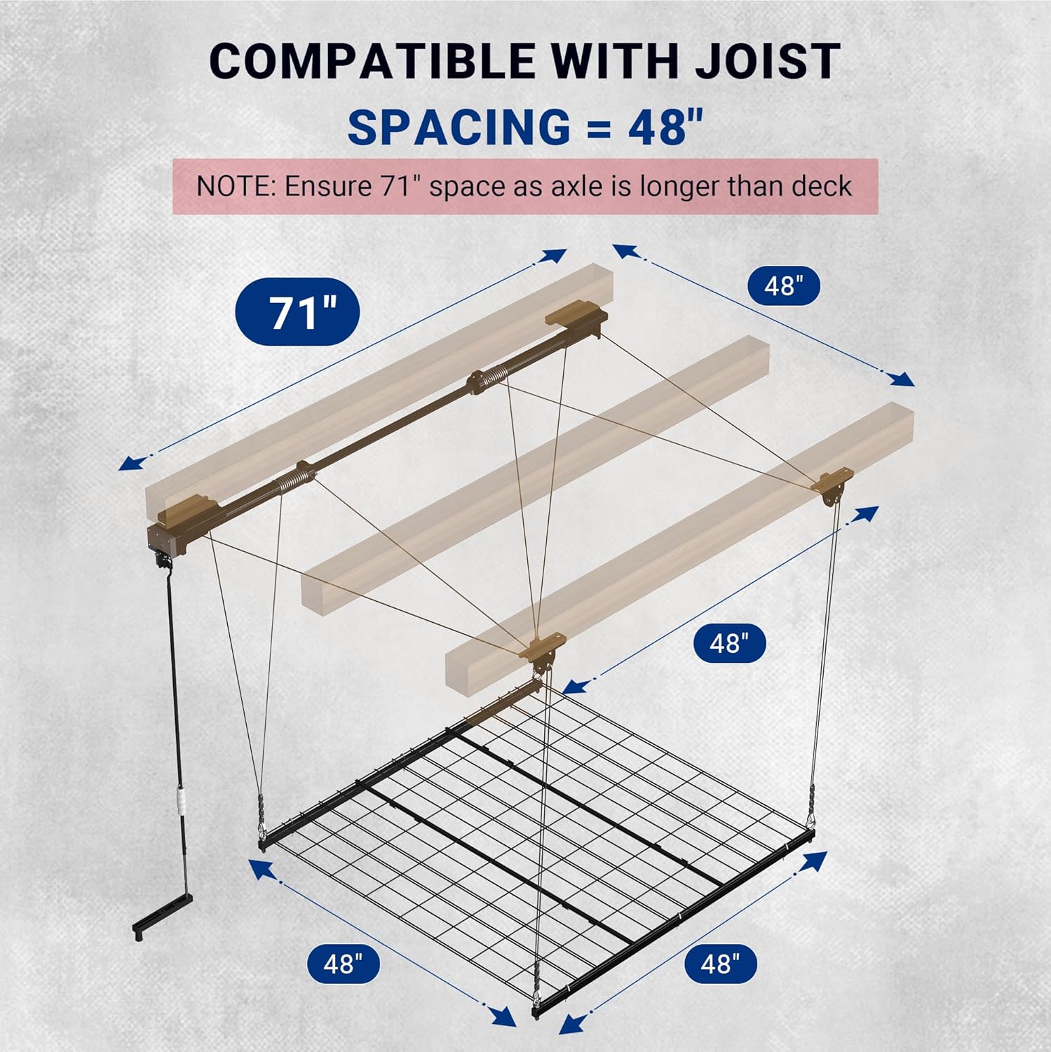 4x4 Ft Overhead Garage Storage Rack, Satin Black T52378